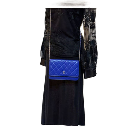 CHANEL Wallet On Chain Blue Matelasse