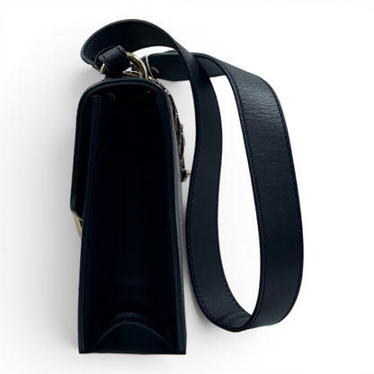 Gucci Smooth Calfskin Leather Small Sylvie Shoulder Bag Black GHW