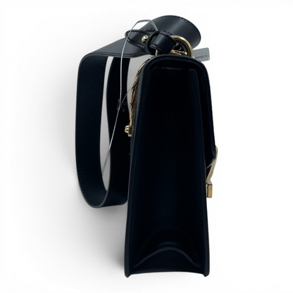 Gucci Smooth Calfskin Leather Small Sylvie Shoulder Bag Black GHW
