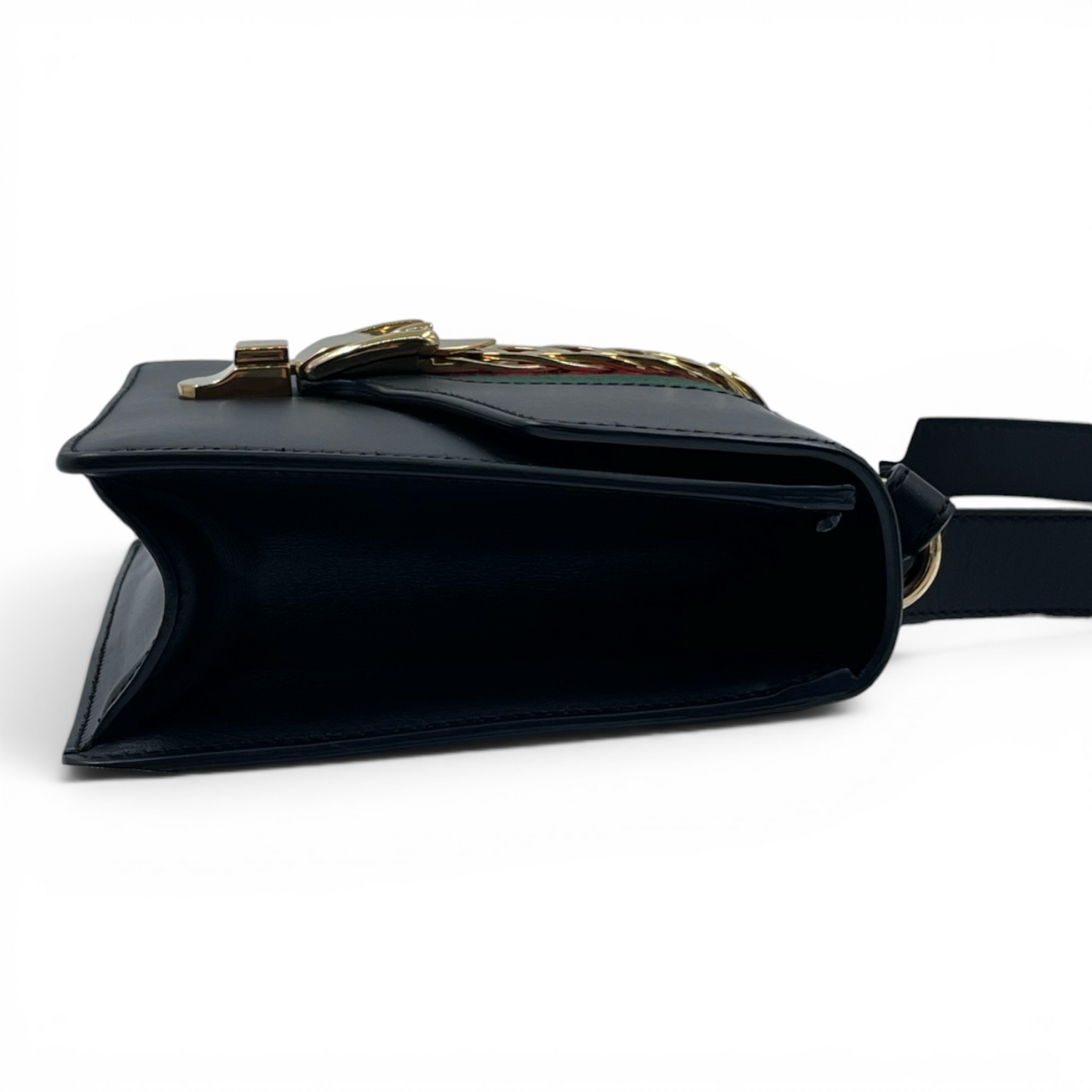 Gucci Smooth Calfskin Leather Small Sylvie Shoulder Bag Black GHW