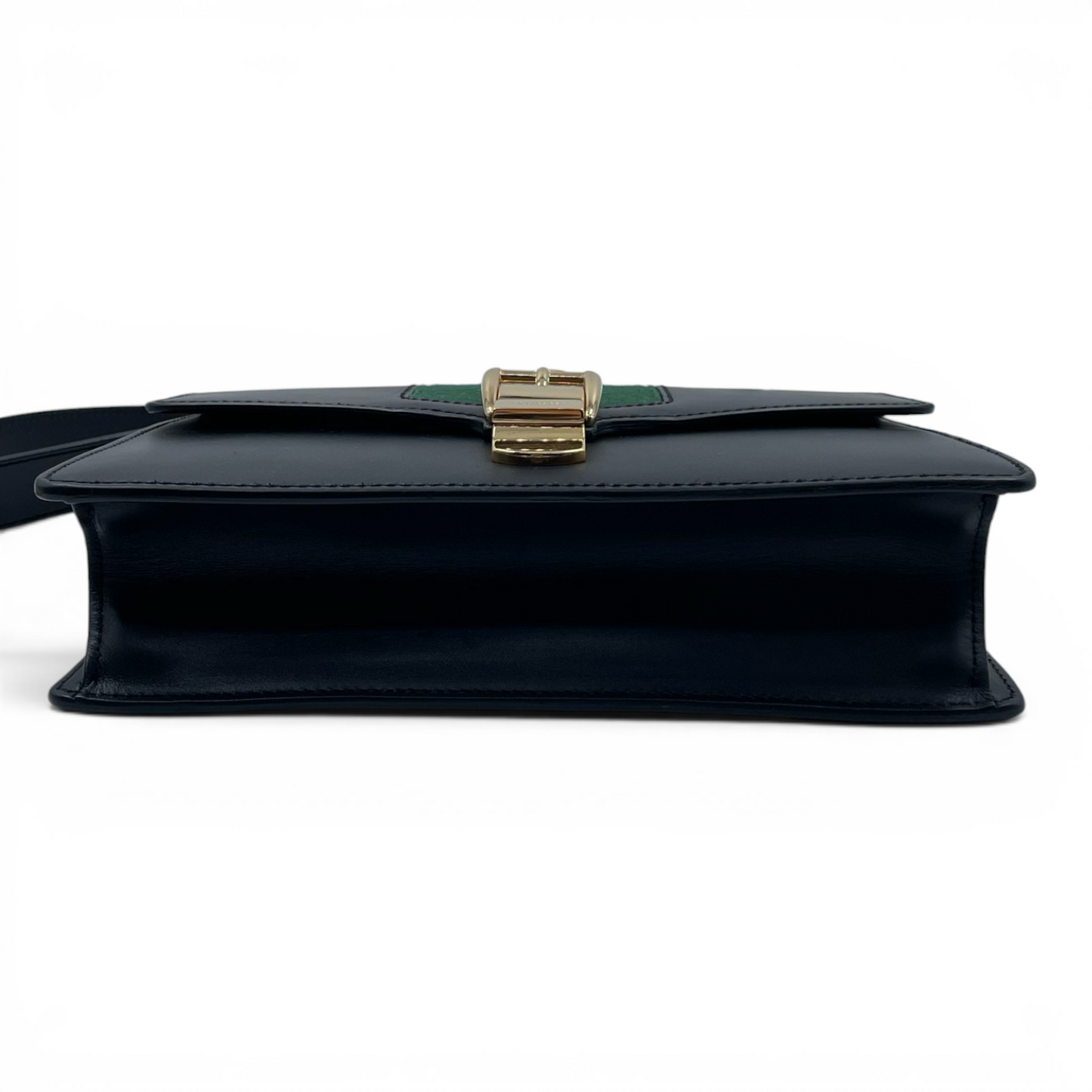 Gucci Smooth Calfskin Leather Small Sylvie Shoulder Bag Black GHW