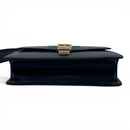 Gucci Smooth Calfskin Leather Small Sylvie Shoulder Bag Black GHW