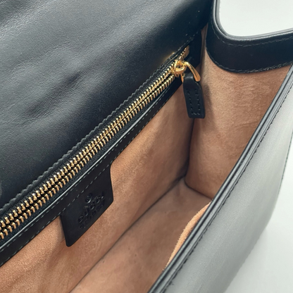 Gucci Smooth Calfskin Leather Small Sylvie Shoulder Bag Black GHW