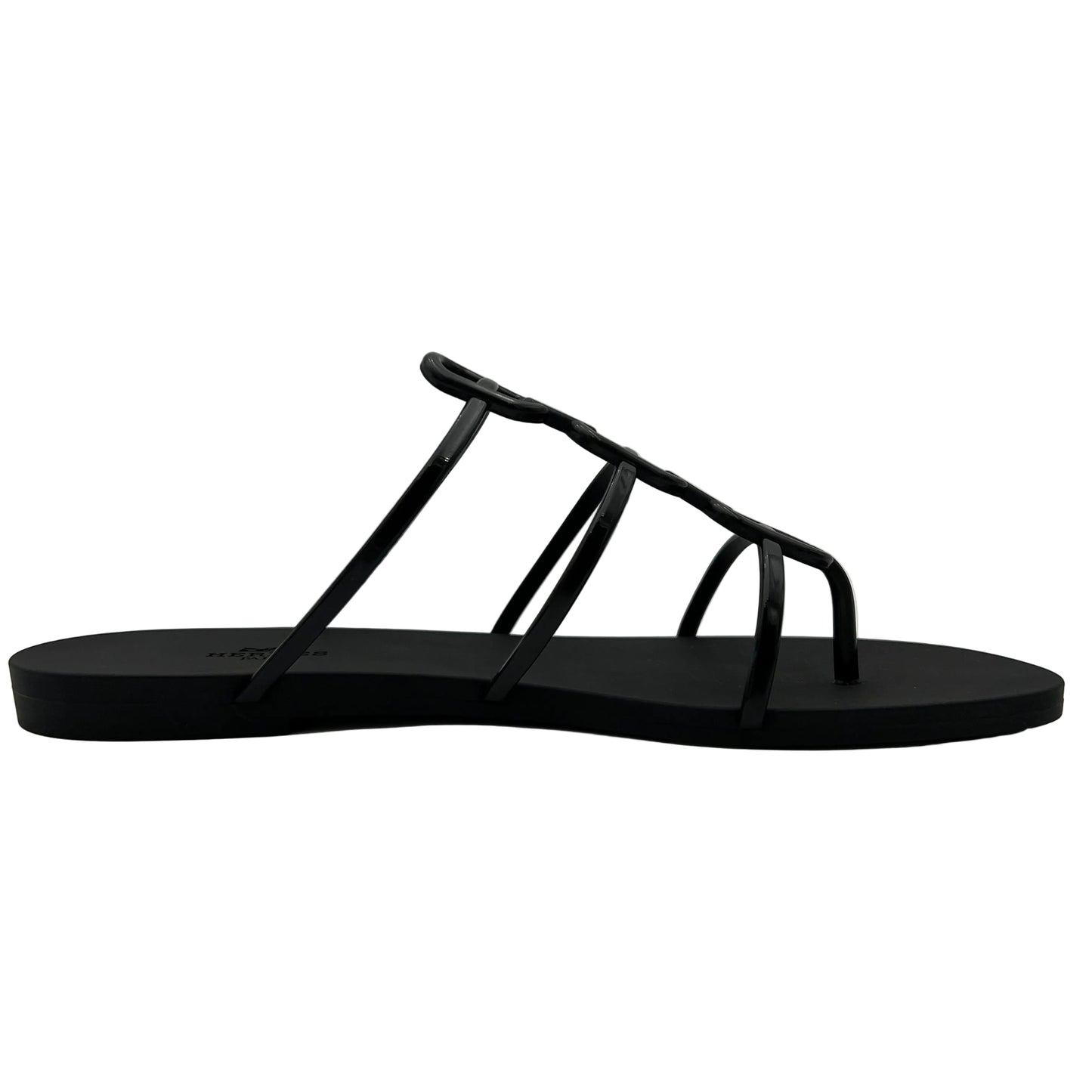 Hermes Mykonos Sandals In Black Noir