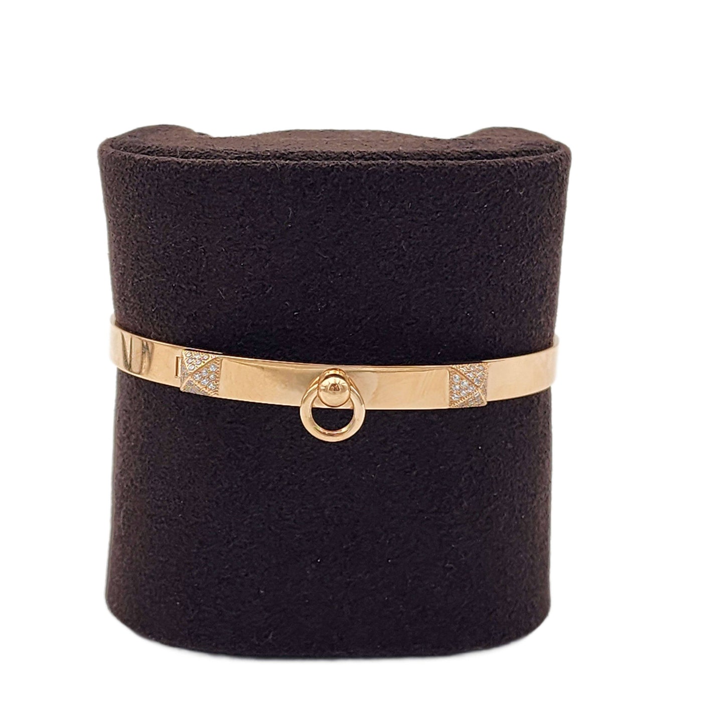 Hermès 18K Rose Gold Diamond Collier de Chien (CDC) XXL Bracelet, Small Model, 48 Diamonds 0.24ct