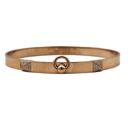 Hermès 18K Rose Gold Diamond Collier de Chien (CDC) XXL Bracelet, Small Model, 48 Diamonds 0.24ct