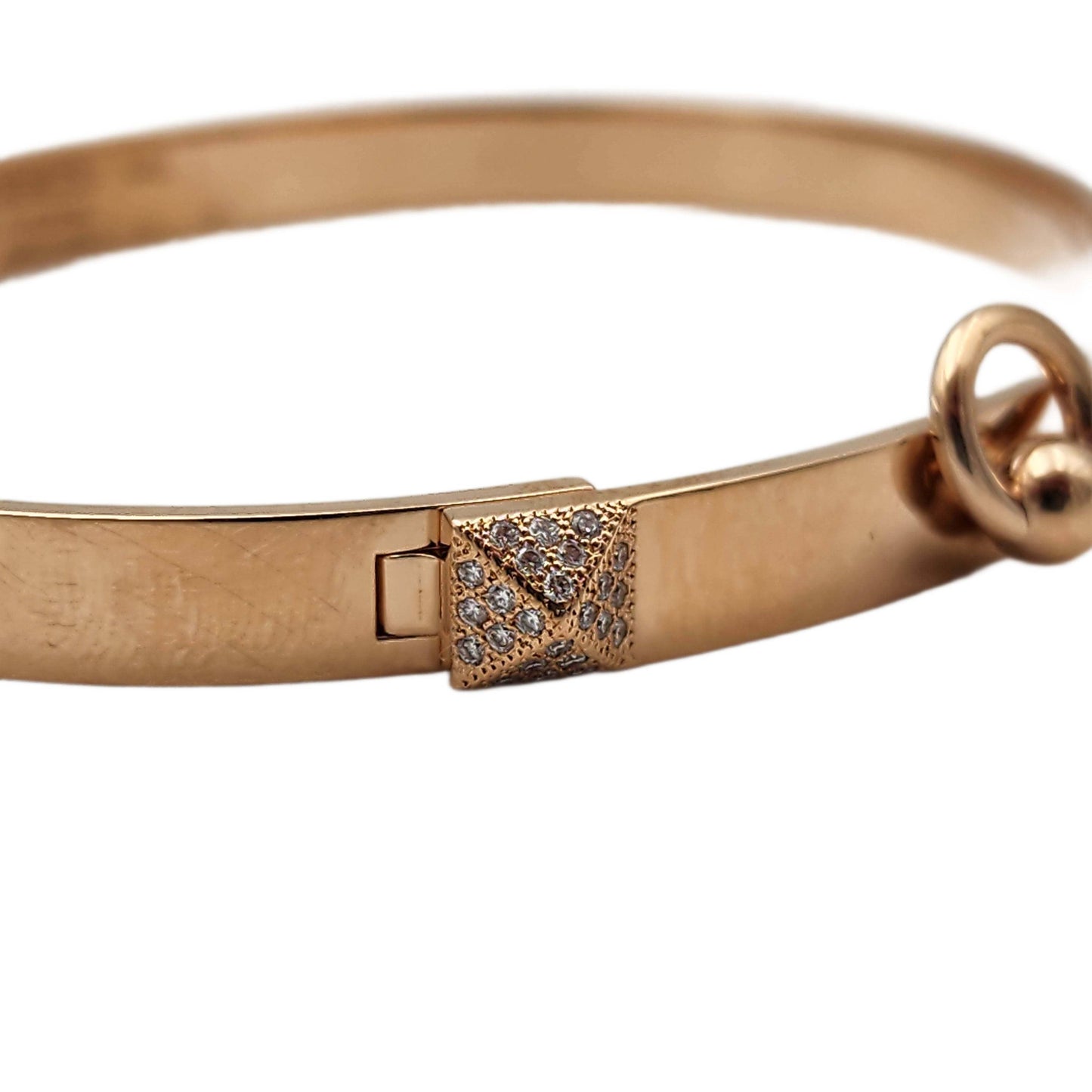 Hermès 18K Rose Gold Diamond Collier de Chien (CDC) XXL Bracelet, Small Model, 48 Diamonds 0.24ct