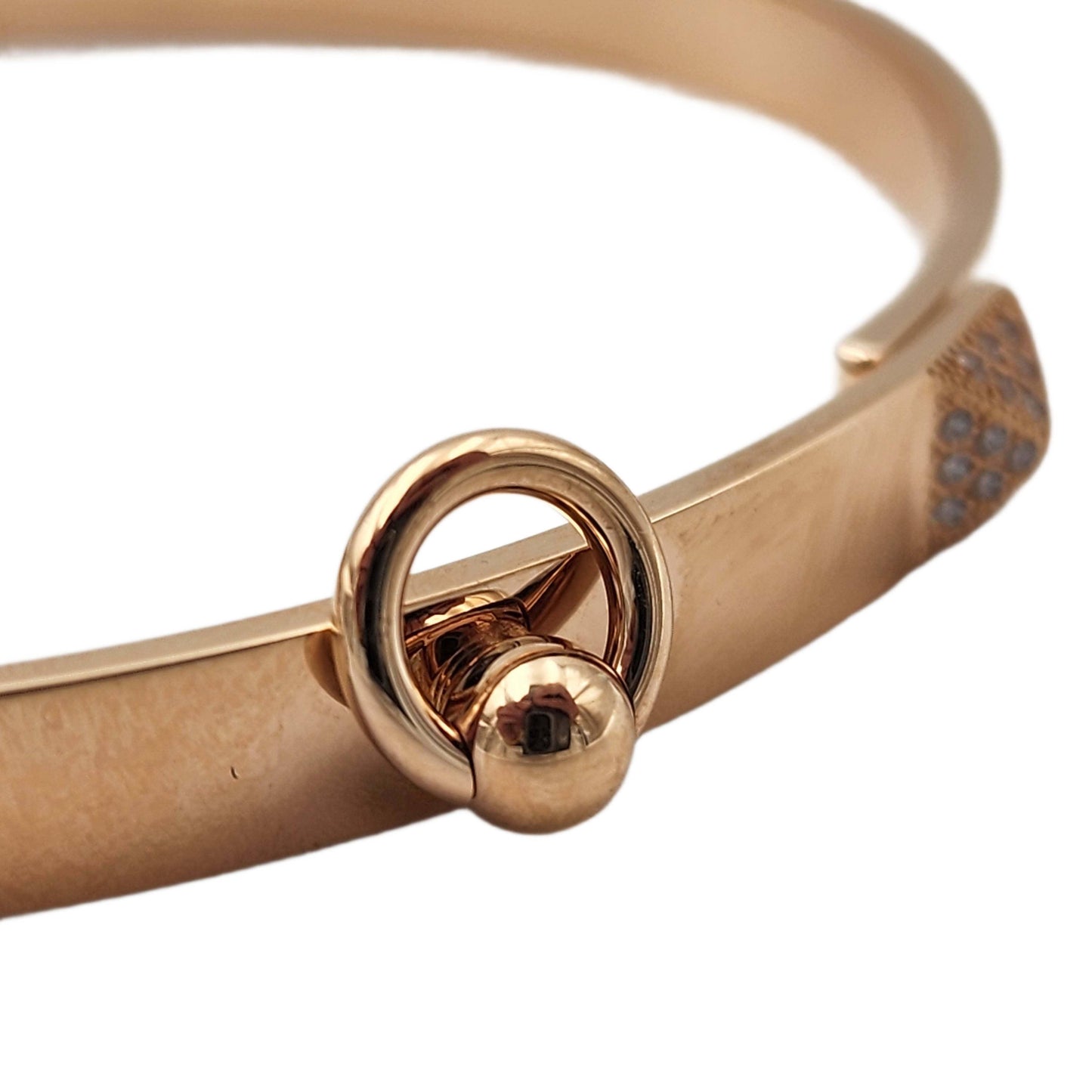 Hermès 18K Rose Gold Diamond Collier de Chien (CDC) XXL Bracelet, Small Model, 48 Diamonds 0.24ct
