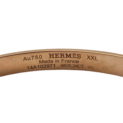 Hermès 18K Rose Gold Diamond Collier de Chien (CDC) XXL Bracelet, Small Model, 48 Diamonds 0.24ct