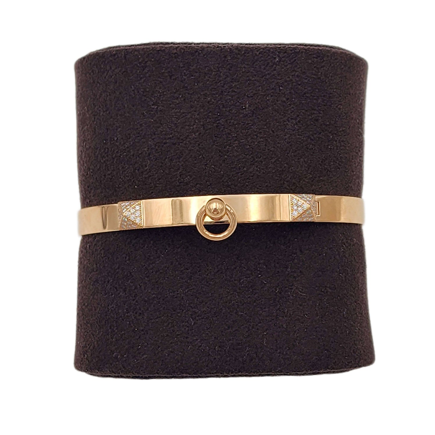 Hermès 18K Rose Gold Diamond Collier de Chien (CDC) XXL Bracelet, Small Model, 48 Diamonds 0.24ct