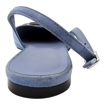 Hermes Innocente Ballerina Slingback Pumps In Blue Suede Bleu Ciel