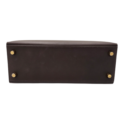 Hermes Kelly 25 Tricolor Sellier in Ecorce, Etoupe and Noir Epsom GHW