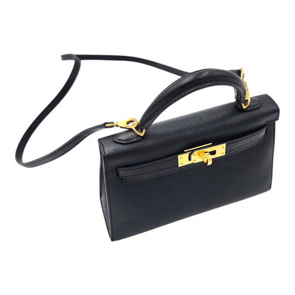 Hermès Mini Kelly 20 Sellier in Noir Epsom GHW