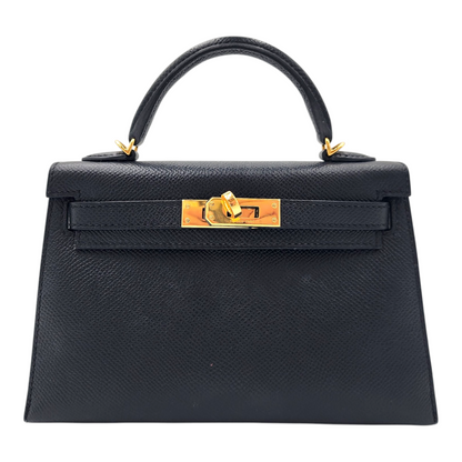 Hermès Mini Kelly 20 Sellier in Noir Epsom GHW