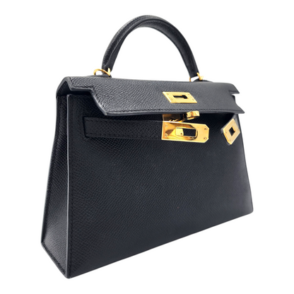Hermès Mini Kelly 20 Sellier in Noir Epsom GHW