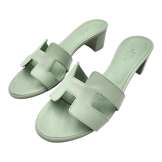 Hermès Oasis Sandals in Bleu Glacier Size 38