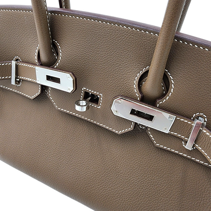 Hermès Shoulder Birkin 29 in Etoupe Evercolor PHW