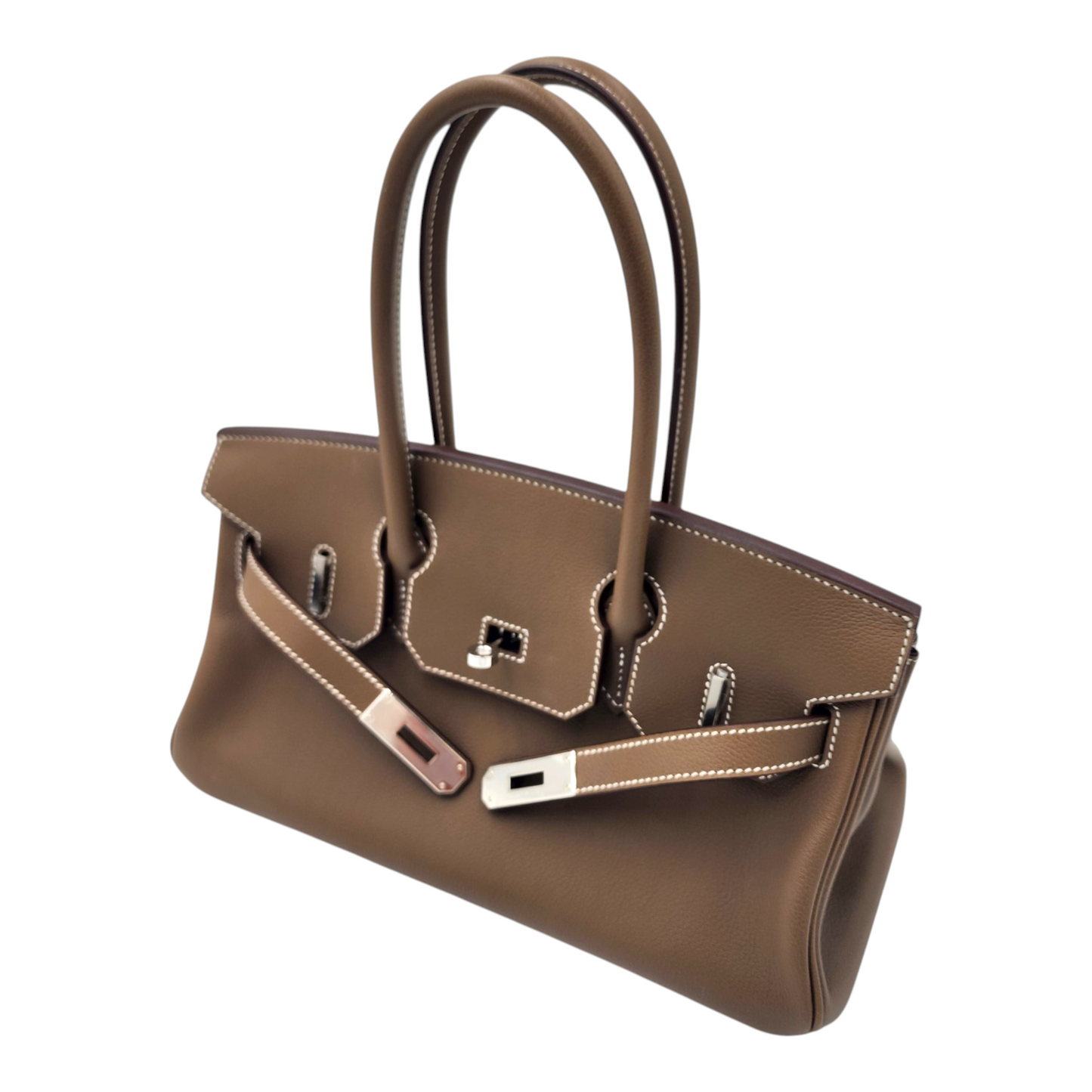 Hermès Shoulder Birkin 29 in Etoupe Evercolor PHW