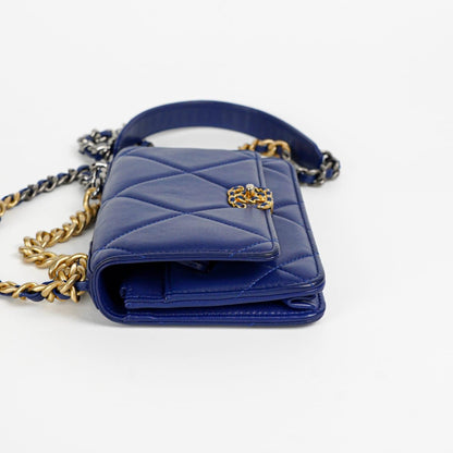 Chanel Lambskin Quilted Chanel 19 Wallet On Chain WOC Blue