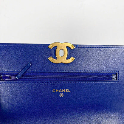 Chanel Lambskin Quilted Chanel 19 Wallet On Chain WOC Blue