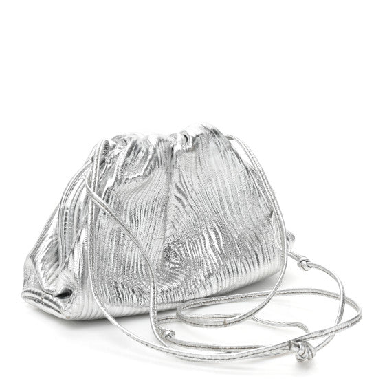 Bottega Veneta Metallic Bark Calfskin The Mini Pouch Silver