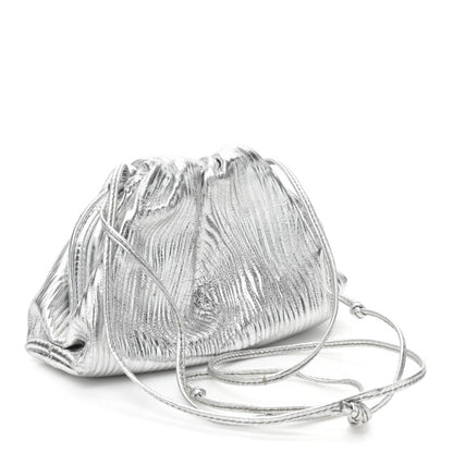 Bottega Veneta Metallic Bark Calfskin The Mini Pouch Silver