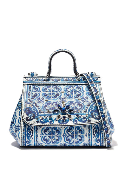 Dolce & Gabbana Mini Sicily Majolica-Print Top-Handle Bag