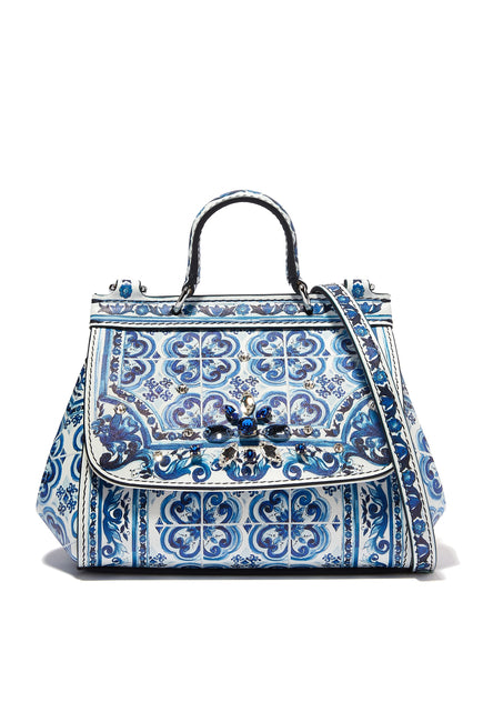Dolce & Gabbana Mini Sicily Majolica-Print Top-Handle Bag