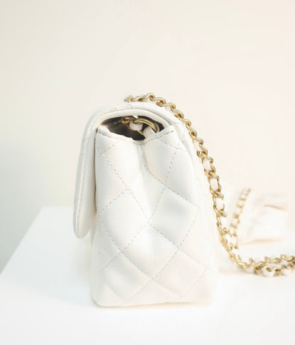 Chanel White Quilted Lambskin Romance Mini Flap Bag