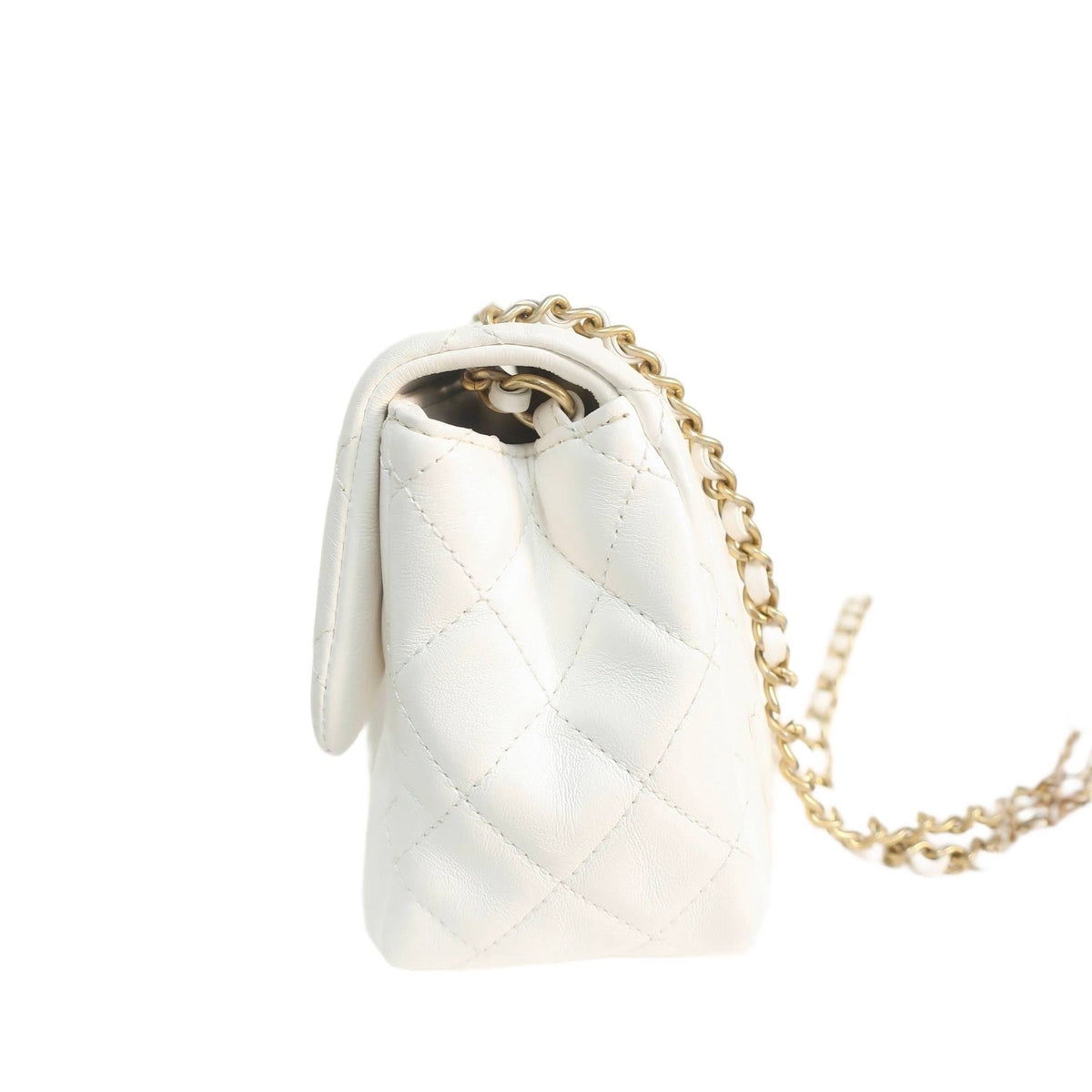 Chanel White Quilted Lambskin Romance Mini Flap Bag