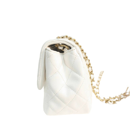 Chanel White Quilted Lambskin Romance Mini Flap Bag