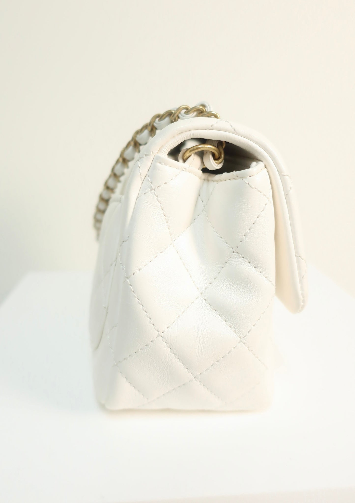 Chanel White Quilted Lambskin Romance Mini Flap Bag