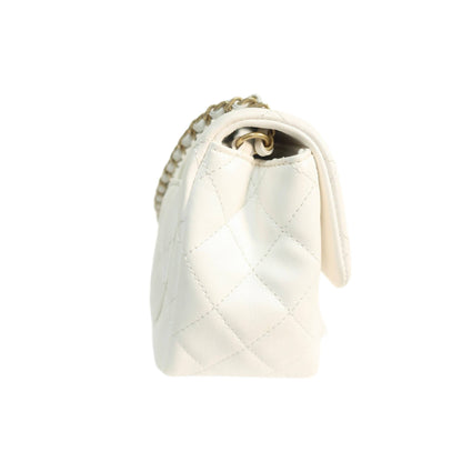 Chanel White Quilted Lambskin Romance Mini Flap Bag