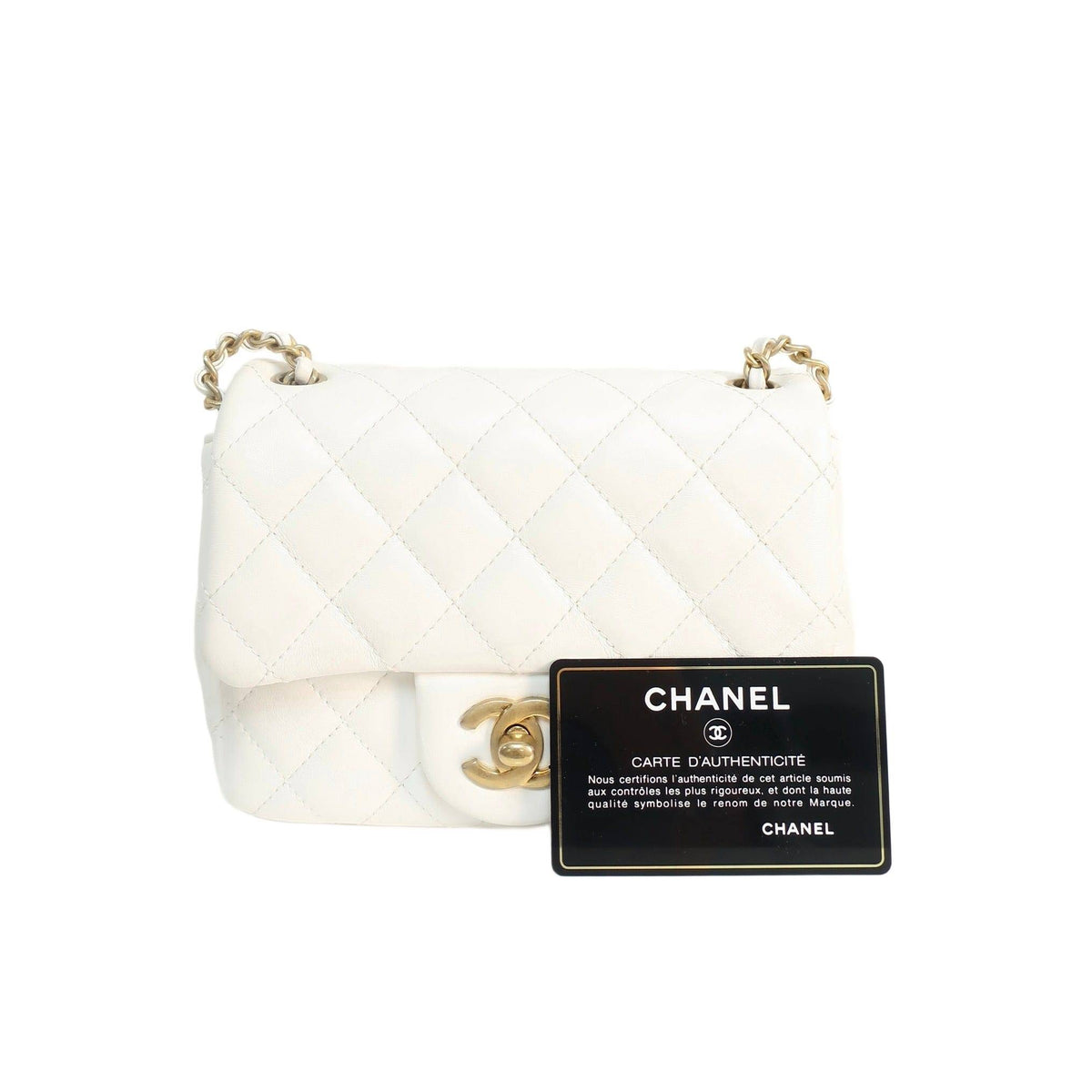 Chanel White Quilted Lambskin Romance Mini Flap Bag