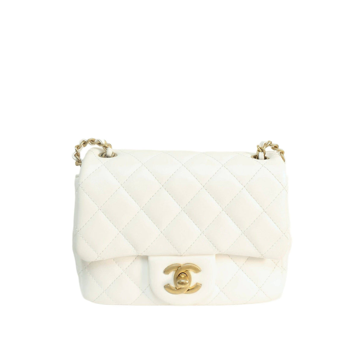 Chanel White Quilted Lambskin Romance Mini Flap Bag