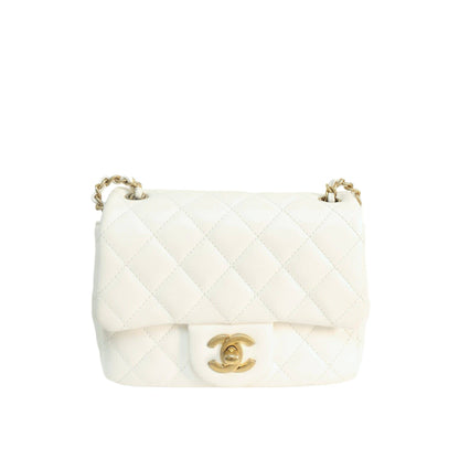 Chanel White Quilted Lambskin Romance Mini Flap Bag