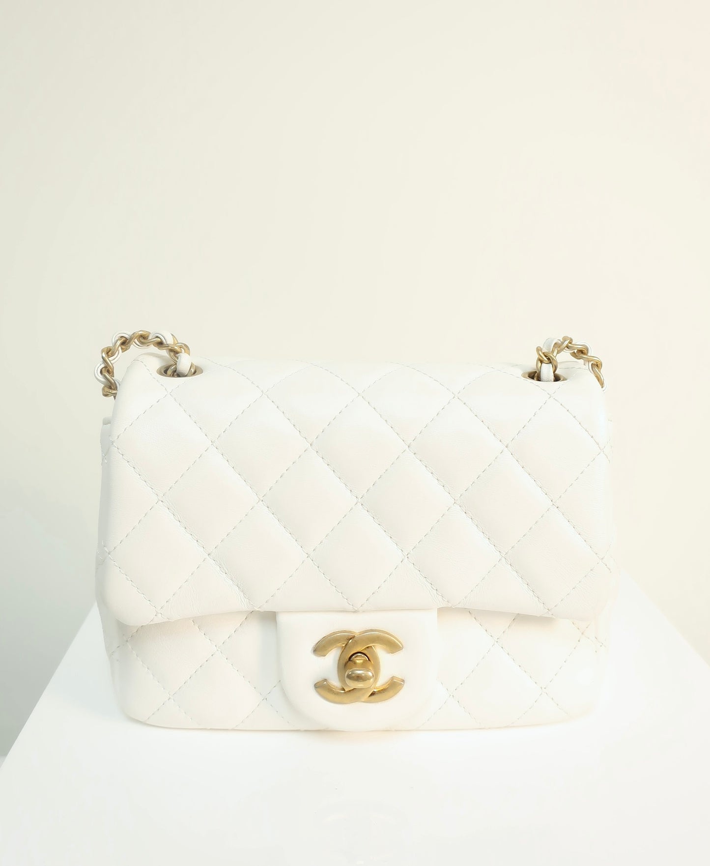 Chanel White Quilted Lambskin Romance Mini Flap Bag