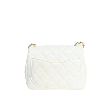 Chanel White Quilted Lambskin Romance Mini Flap Bag