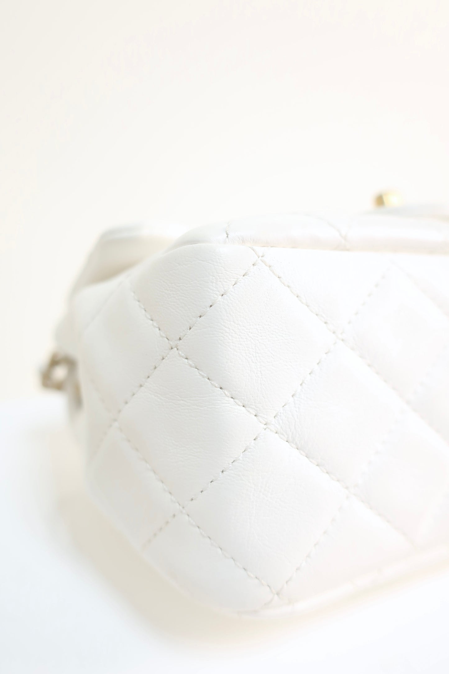 Chanel White Quilted Lambskin Romance Mini Flap Bag