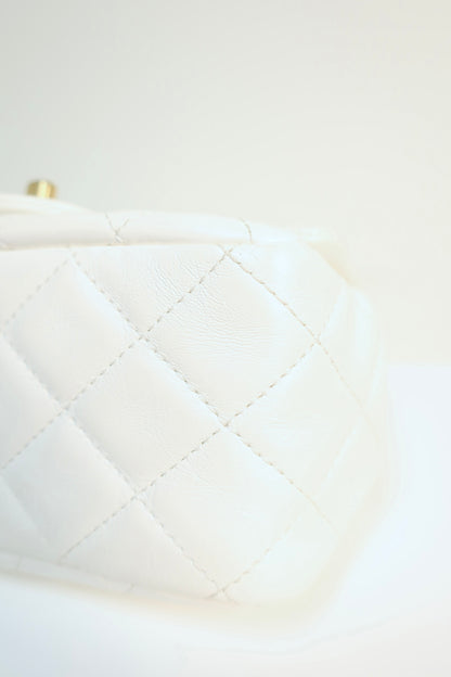 Chanel White Quilted Lambskin Romance Mini Flap Bag