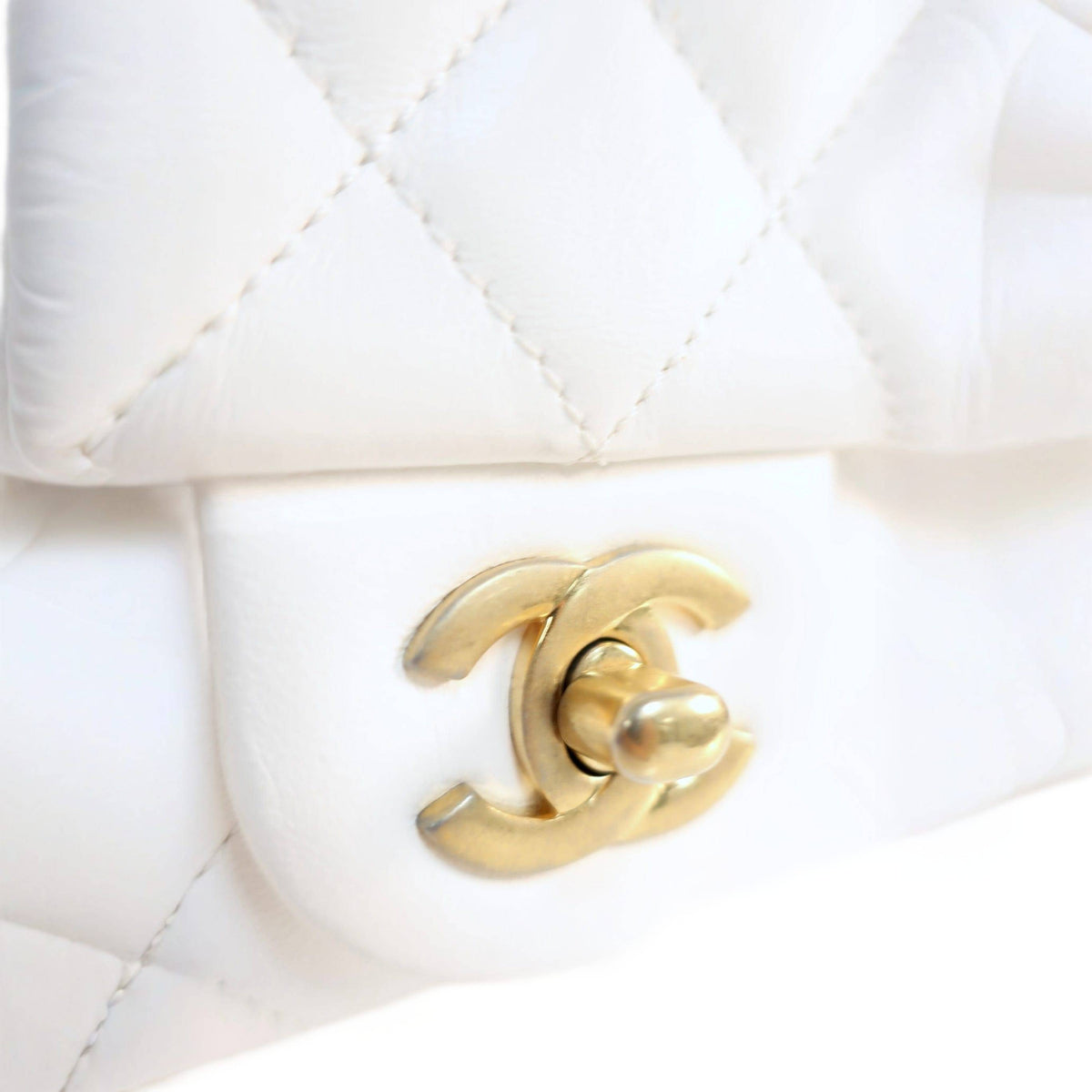 Chanel White Quilted Lambskin Romance Mini Flap Bag