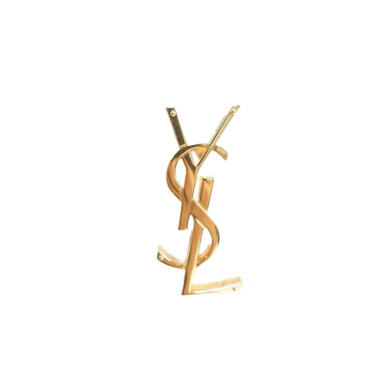 Saint Laurent Calfskin Crocodile Embossed Uptown Monogram Pouch Crema Soft
