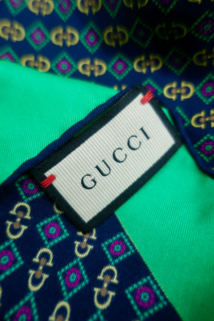 Gucci Logo Print Silk Pocket Square