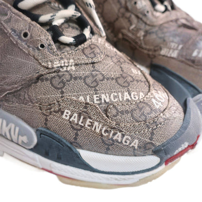 BALENCIAGA X GUCCI GG Supreme Monogram Allover Logo Womens Triple S Sneakers Beige Ebony Mystic White