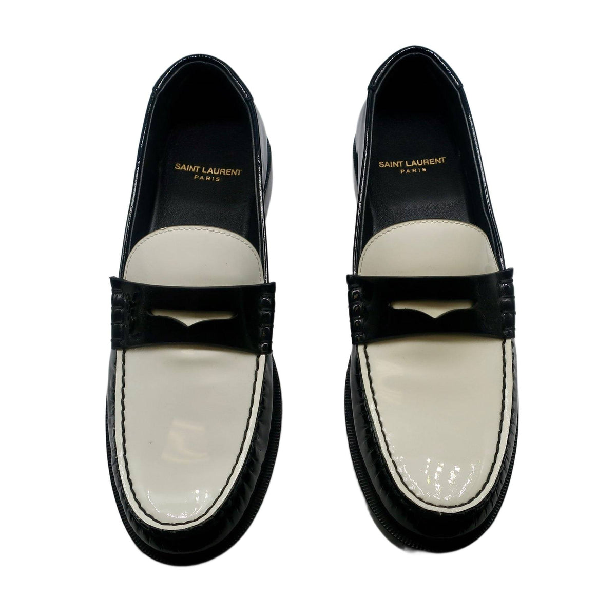 Saint Laurent Black & White Two-Tone Le Loafers Womens