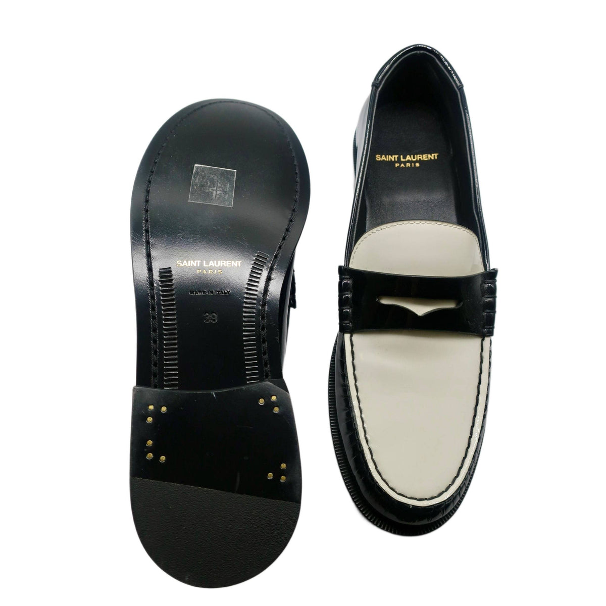 Saint Laurent Black & White Two-Tone Le Loafers Womens