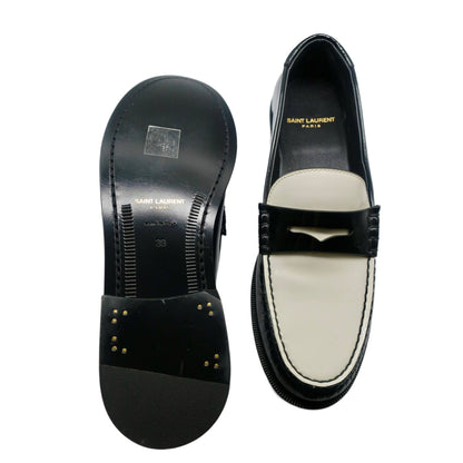 Saint Laurent Black & White Two-Tone Le Loafers Womens