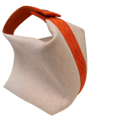 HERMES Canvas Large Bride-A-Brac Pouch Natural Orange