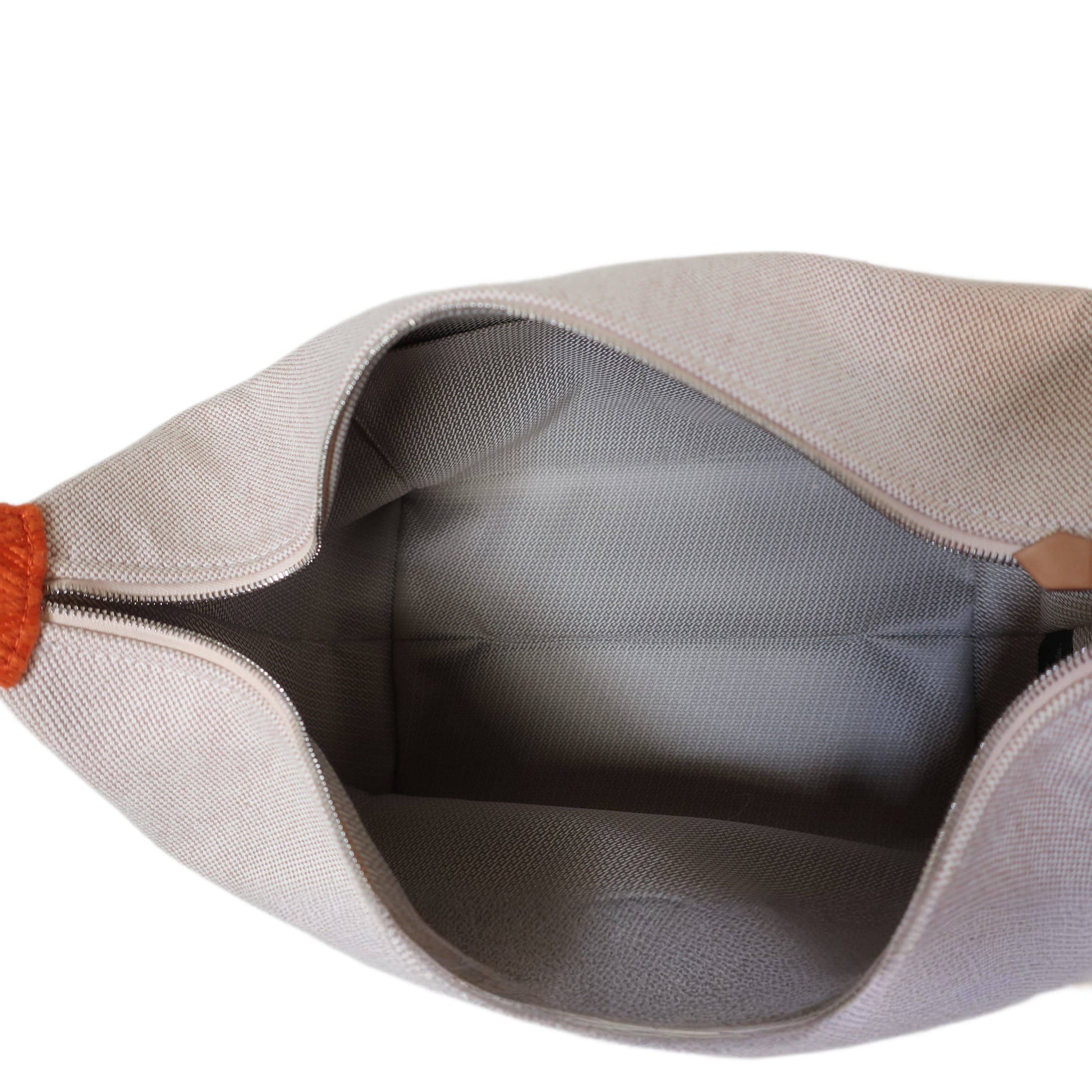 HERMES Canvas Large Bride-A-Brac Pouch Natural Orange