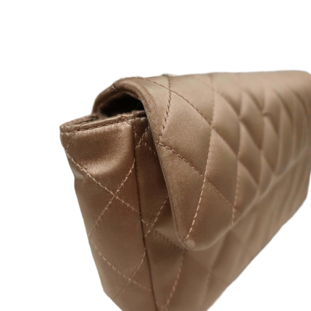 CHANEL Limited Edition Gold Quilted Satin East West Single Flap Bag